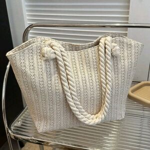 - New Stylish Beige Knitted straw Woven Tote Bag with Rope Handles‎ Casual …
